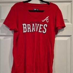 Atlanta Braves Women's Red V-Neck Tee